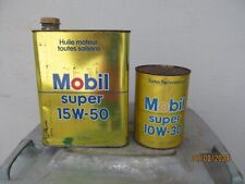 VINTAGE   X2  MOBIL SUPER MOTOR  OIL CANS , 15W-50, & 10W-30 CANS