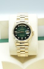 Gents 18ct Yellow Gold Rolex Day-Date 36mm 18238 Factory Green Vig Diamond Dial