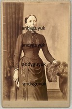 CABINET CARD RARE CLARKE OF BUNGAY SUFFOLK ANTIQUE PHOTO LADY IN DRESS FASHION