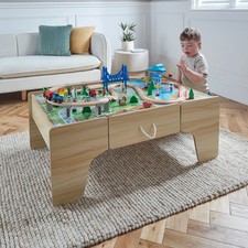 Squirrel Play Wooden Train Set Table 80 Pieces for Small World Play