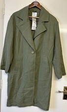 Primark Women’s New Khaki Ramie Blend Button Up Overcoat Jacket Size UK 10 - 12