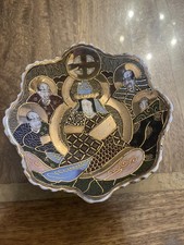 Vintage Japanese Moriage Bowl Plate Gold Goddess Kanna 4 Immortals 14cm 