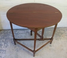 Antique Mahogany Fold Over Demi-Lune Side Hall Table (Can Deliver)