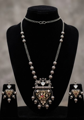 Indian oxidised long necklace - indian,