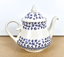 Vintage Limited Edition Floral Teapot Blue English Ironstone Staffordshire 7.5"