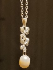 Genuine  Pearl Necklace Silver