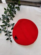 True vintage Burberry Burberrys men's red 100% wool flat cap hat Y2k Logo 90s