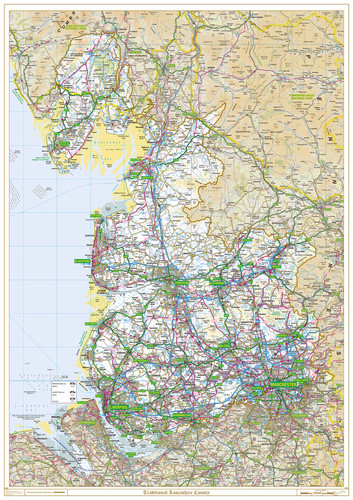 Old county map lancashire - map,