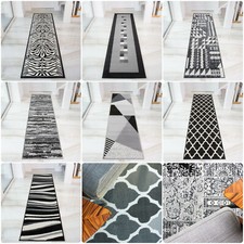 Black Grey Runner Rugs Modern