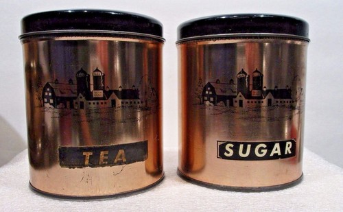 Two vintage canisters tea - vintage, &