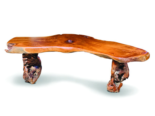 Teak root backless bench 120cm - root,