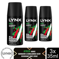 Lynx Body Spray Africa 48H High Definition Fragrance Deodorant for Men 35ml, 3pk