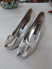 Roland Cartier White Leather Butterfly Heels Size 5 UK, 38 EU