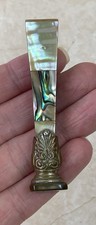 Antique Desk Wax Seal Mother Of Pearl & Abalone Handle Letter K Initial