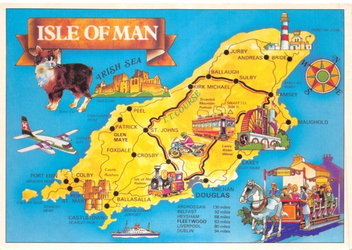 Map postcard isle of man - ,