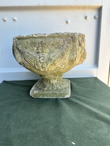 Vintage cast stone garden urn - cast,