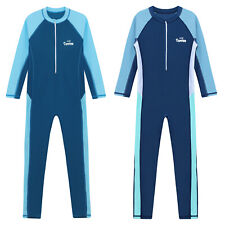UK Unisex Kids Girls One-piece Full Body Bodysuit Water Sports Jumpsuit Swimsuit