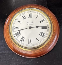 Elegant Vintage Comitti London Quartz Wall Clock With Marquetry Wooden Frame