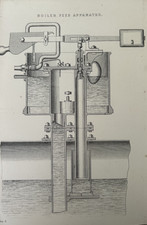 Antique c1877 Engineering Print – Boiler Feed Apparatus – Victorian Steam Art