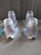 Vintage Blue Orange Swirl Glass Shade Lampshade Pendant Set Of 6