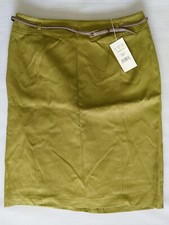 Women's Fully Lined 99% Cotton Green Midi Skirt by EASTEX & Belt : Size 18  BNWT