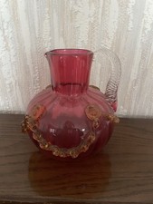 Beautiful Cranberry Glass Pitcher Approx 7inc Victorian Period C1900
