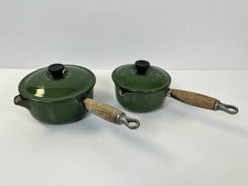 Le Creuset green Cast Iron Saucepans with Lids 14cm ,  16cm