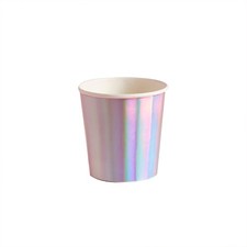 Metallic Iridescent Silver Foil Paper Shot Cups 100ml - Pack of 10
