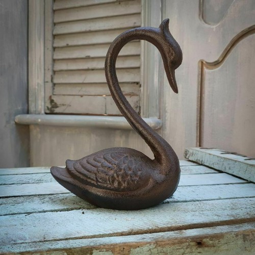 Cast iron swan statue bird - statue, |