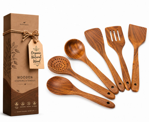 6pc wooden cooking utensils - 6pc,