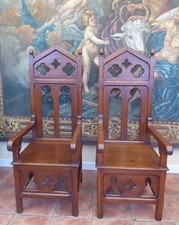 2  CHURCH CHAIRS GOTHIC  PINE HEIGHT 56 INCH 1830    FREE SHIPPING ENGLAND