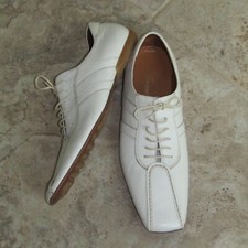 Gucinari men's ivory grained leather lace up shoes size 43 uk 9 long square toe