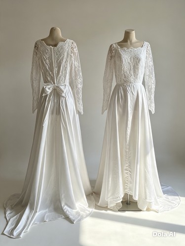 Long sleeved vintage wedding - long,
