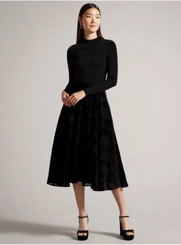 Black midi dress knit top - knit,