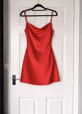 Boohoo Red Satin Cowl Slip