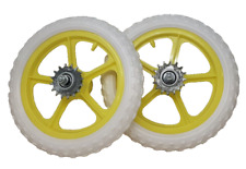 Pair 12" Rear Yellow & White Mag Wheels With Pu Tyres For Scooters / Soap Box