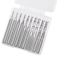 10Pcs 2 Flute Spiral Router Bit Solid Carbide End Mill 1/8'' Shank Wood Cutter