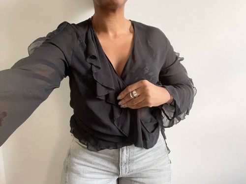 Zara black semi sheer - zara, top