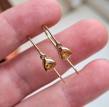 9ct Yellow Gold Bezel Set Citrine Hook Drop Earrings Stamped 375 9K