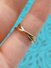 Vintage Fine 375 9ct Tri-Colour Gold Russian Wedding Trinity Ring Size J