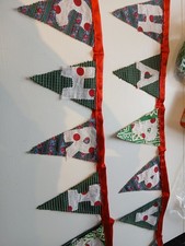 2 X 1.5m Fabric Bunting "Happy  Christmas "