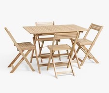 John Lewis Foldable Wooden Garden Dining Table & Chairs Set (Discoloured) B+