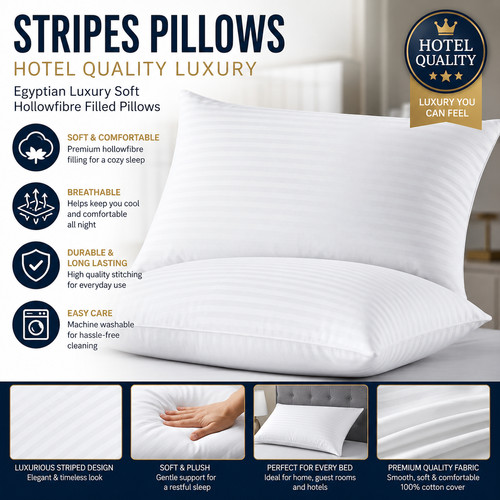 Hotel quality stripe pillows - hotel,