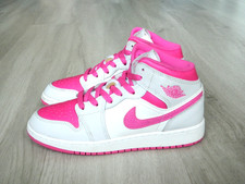 Nike Air Jordan 1 GS Mid Girls Trainers White, Grey & Pink Size 4 / 36.5