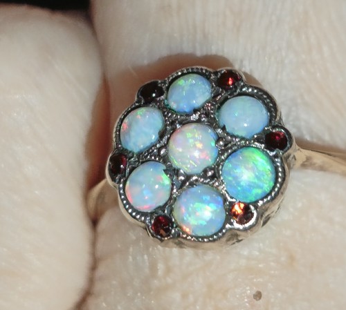 Vintage 9ct gold opal garnet - 9ct, &