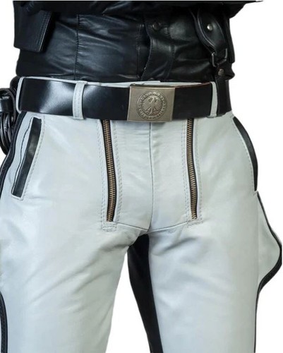 Mens white black - black, leather