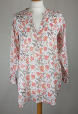 East with Fabindia Floral Floaty Cotton Blouse Top Size Small - Made In India