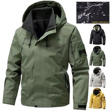 Mens Waterproof Jacket Outdoor Hooded Windbreaker Hiking Camping Fishing Autumn