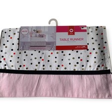 NWT Target Table Runner Cotton Stripes Polka Dot Pink White Black Valentines