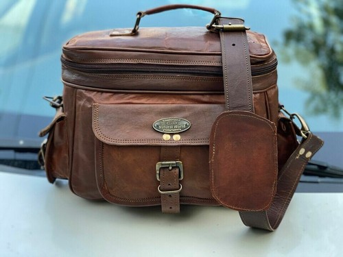 Leather camera bag - camera, bag,